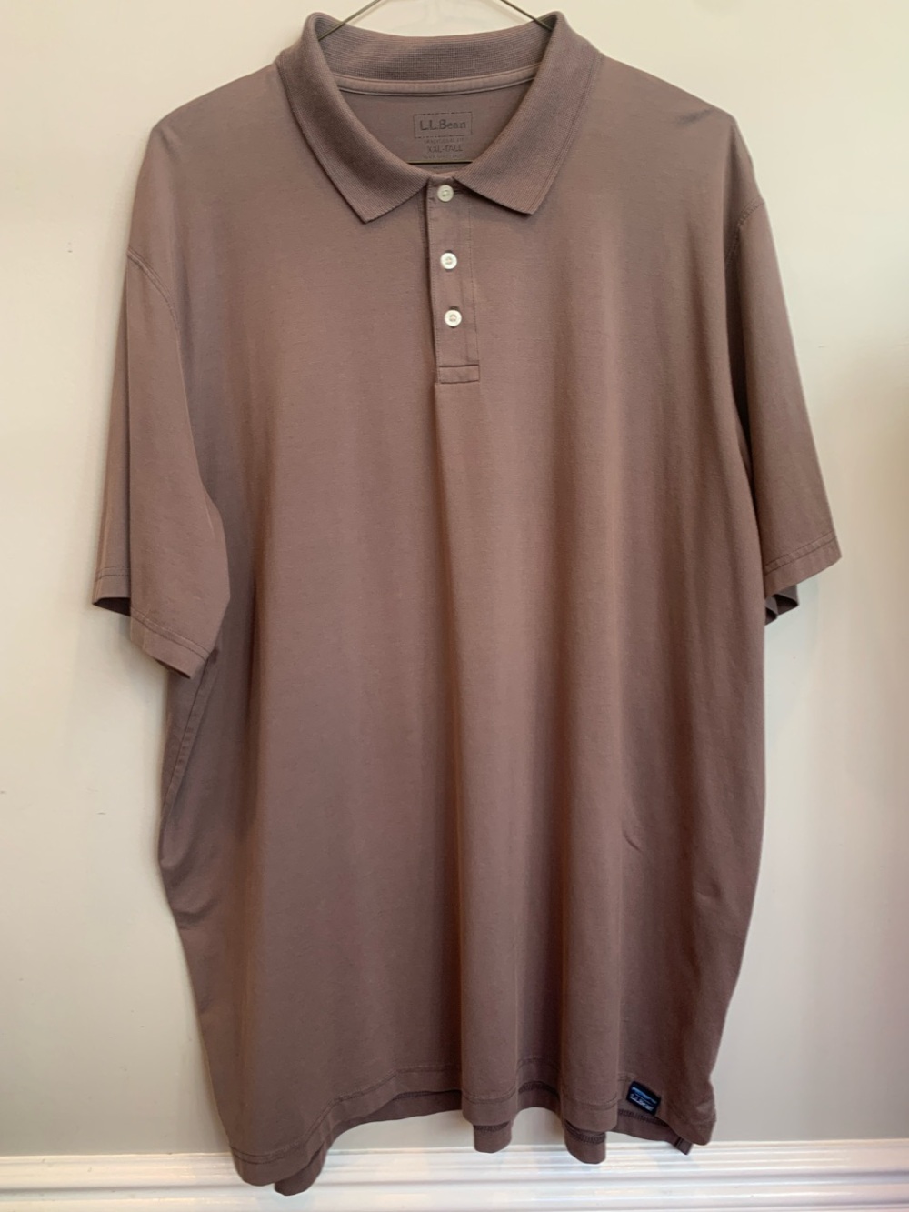 L.L. Bean Men's Short Sleeve Polo Shirt — Light Brown Tan Grayish - Size XXL Tal